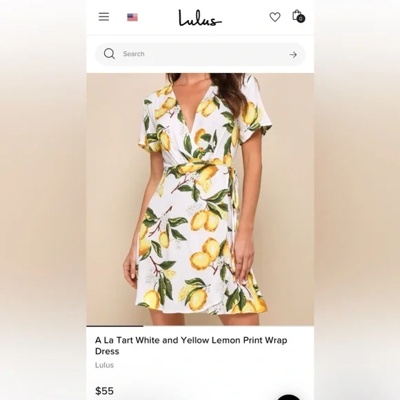 Lulu's NWT Floral Lemon Print Wrap Dress - Picture 4 of 7